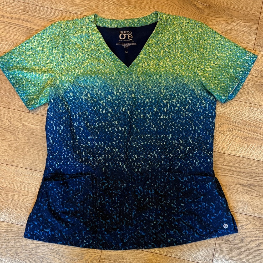 Barco Uniforms Women's Teal and Navy V-Neck Top
